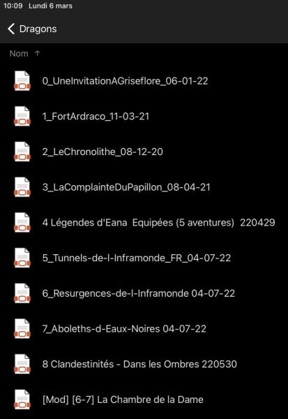 Liste scénarios Dragons